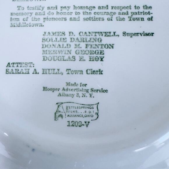 Kettlesprings Town of Middletown New York Bi Centennial 1763-1963 Green Collect - Picture 5 of 12